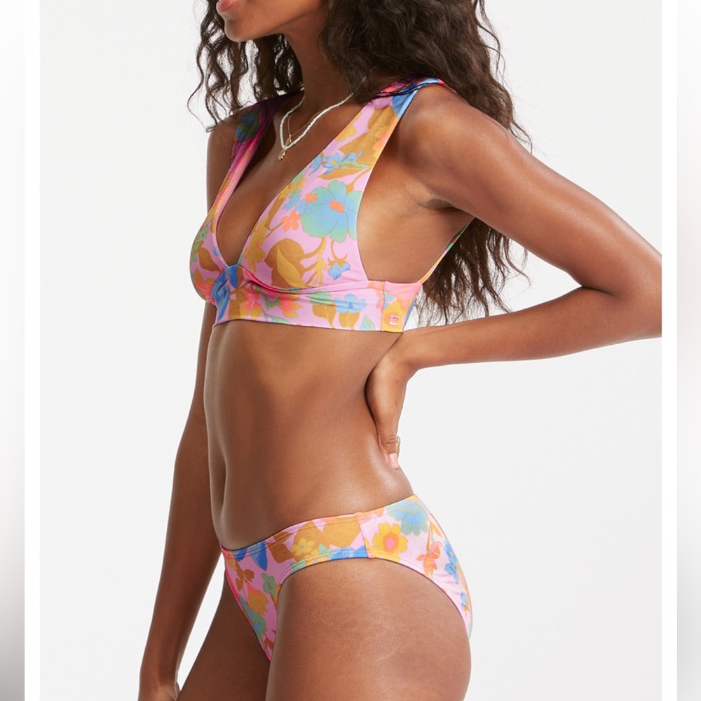 Billabong Pick Me Up Plunge Bikini Top + Matching Lowrider Bikini Bottom NWT - Picture 3 of 9
